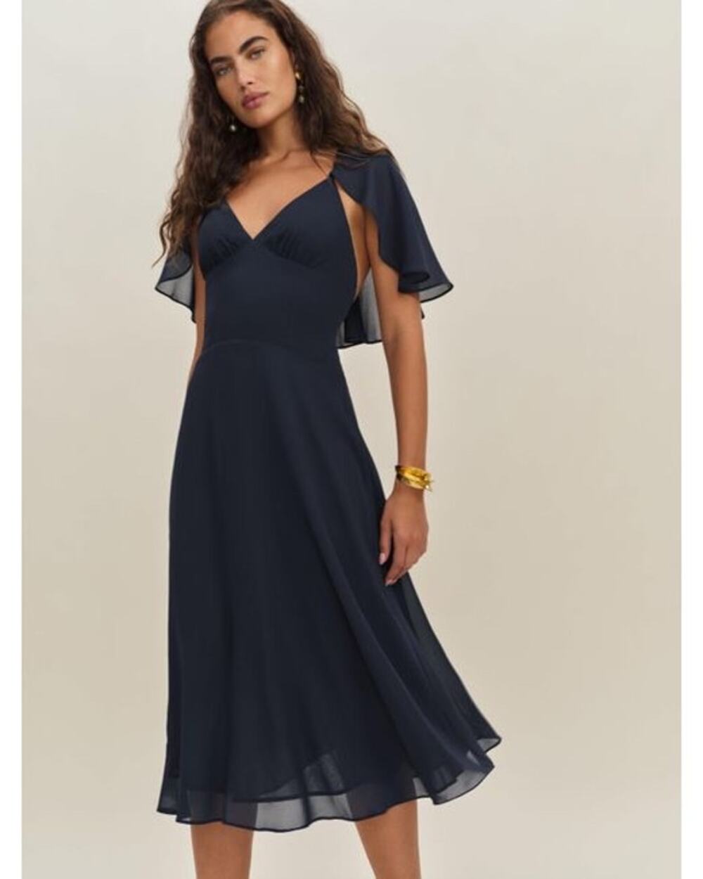 SZ 6 Reformation Pia Dress Navy NWT